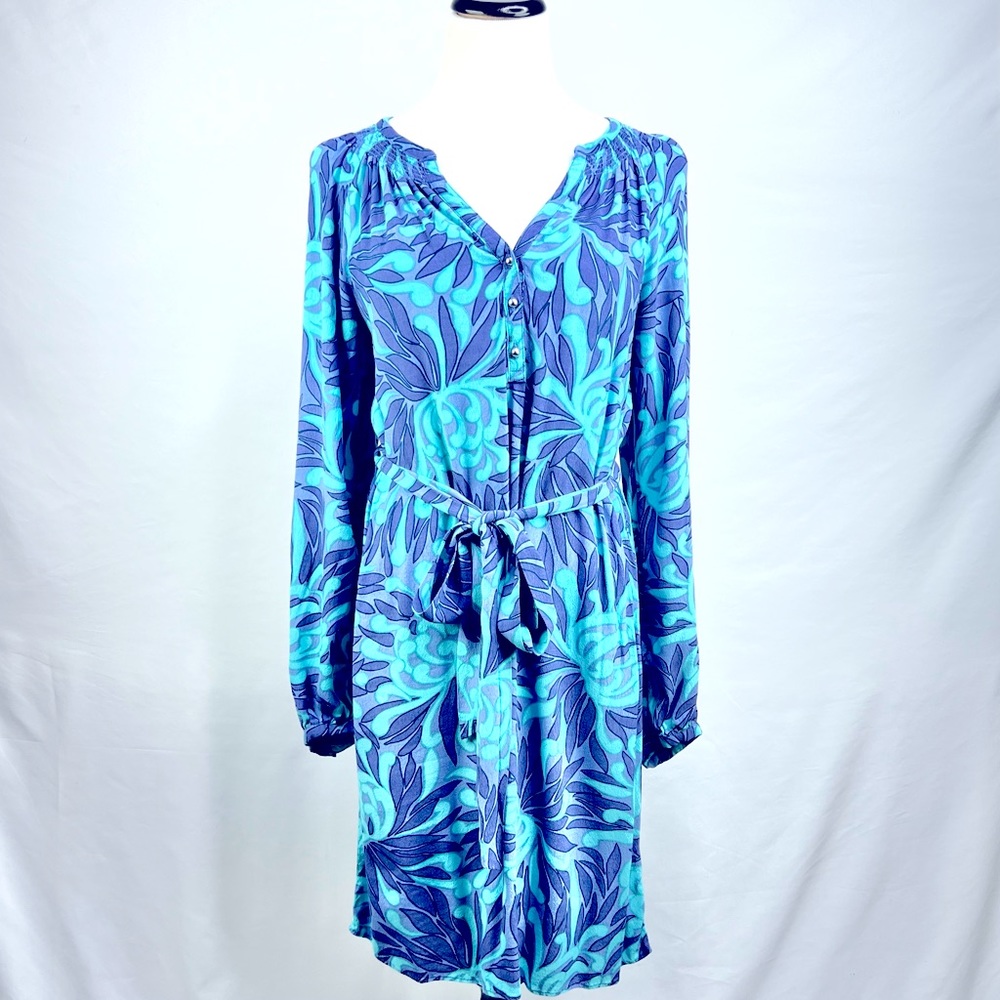 Banana Republic 100% Rayon Lavender/Blue Dress Size 8